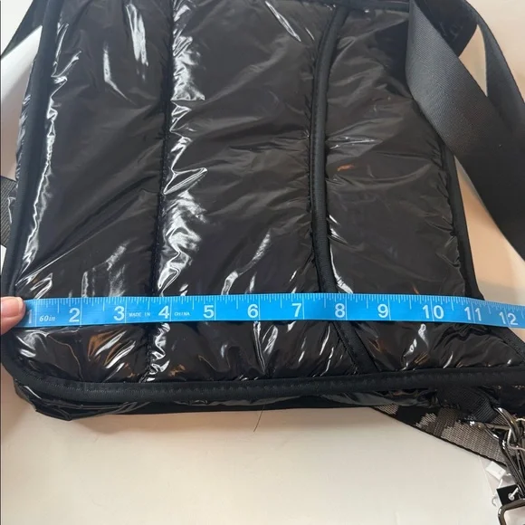 Ah-dorned Patent Black Quilted Shoulder Bag 2 Straps - Picture 13 of 15